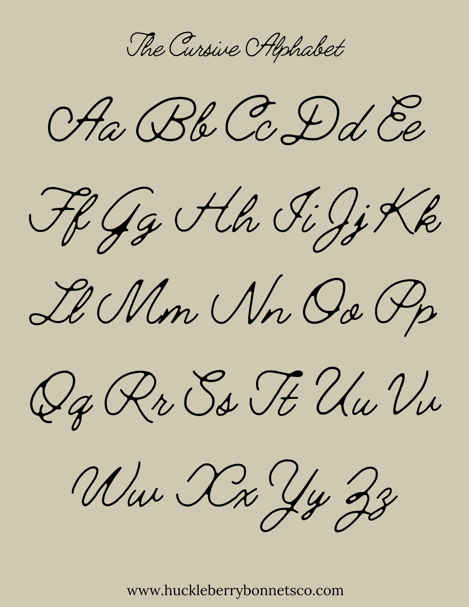 free printable cursive alphabet chart