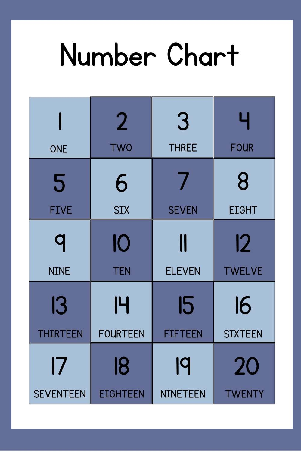 preschool number chart 1 20