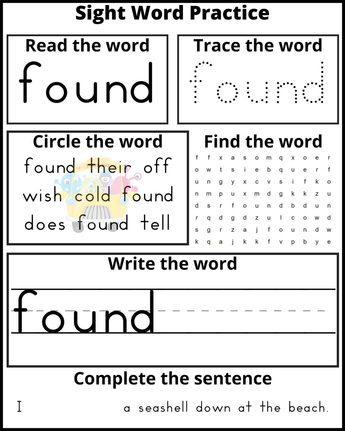 sight word practice sheets