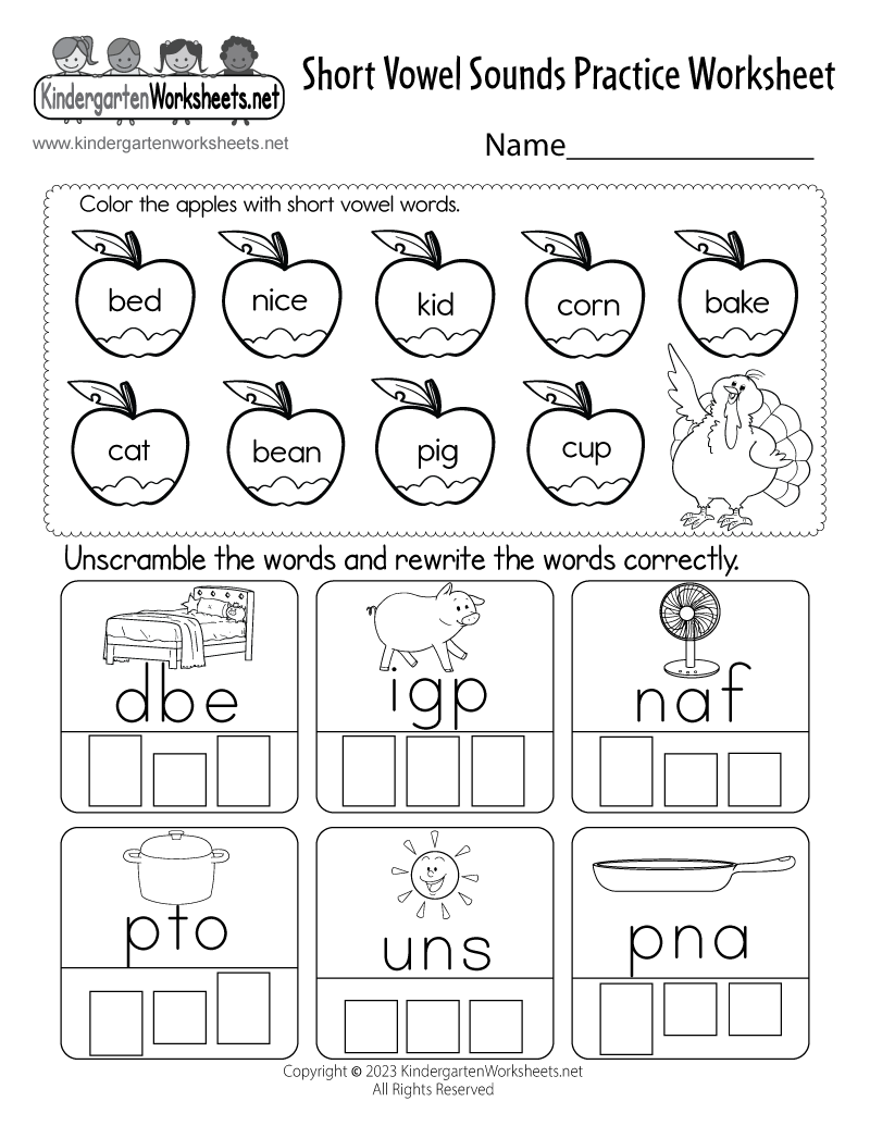 short vowel sounds worksheets