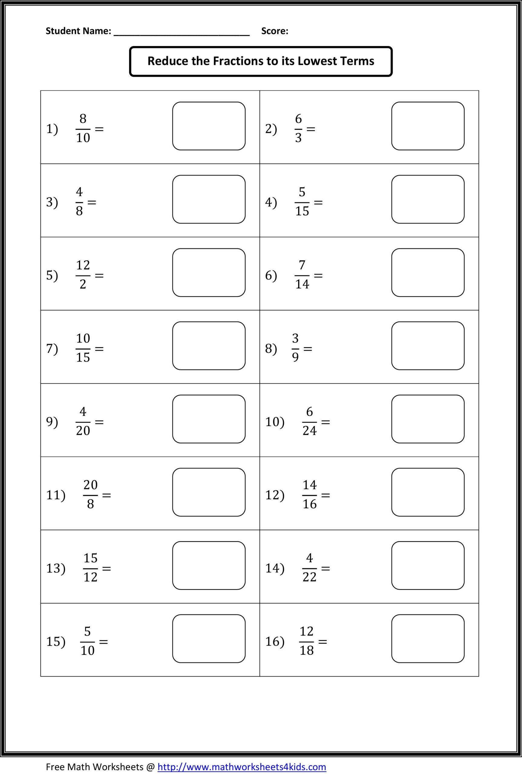 simplifying fractions activity sheet