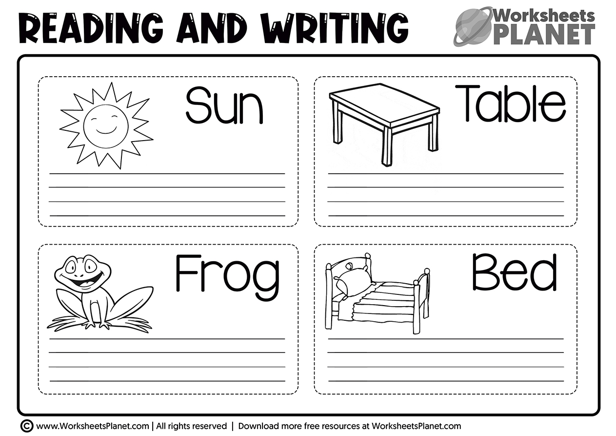 worksheets for kindergarten reading free printable