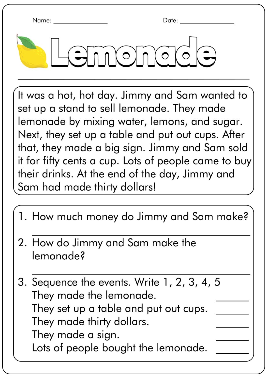 1st grade reading worksheets pdf free download with answers - Smart ...