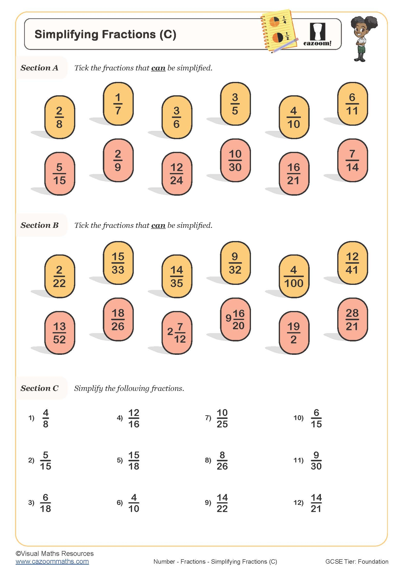 Free Simplify Fractions Worksheet Download Free Simplify Fractions Worksheet Png Images Free Worksheets On Clipart Library