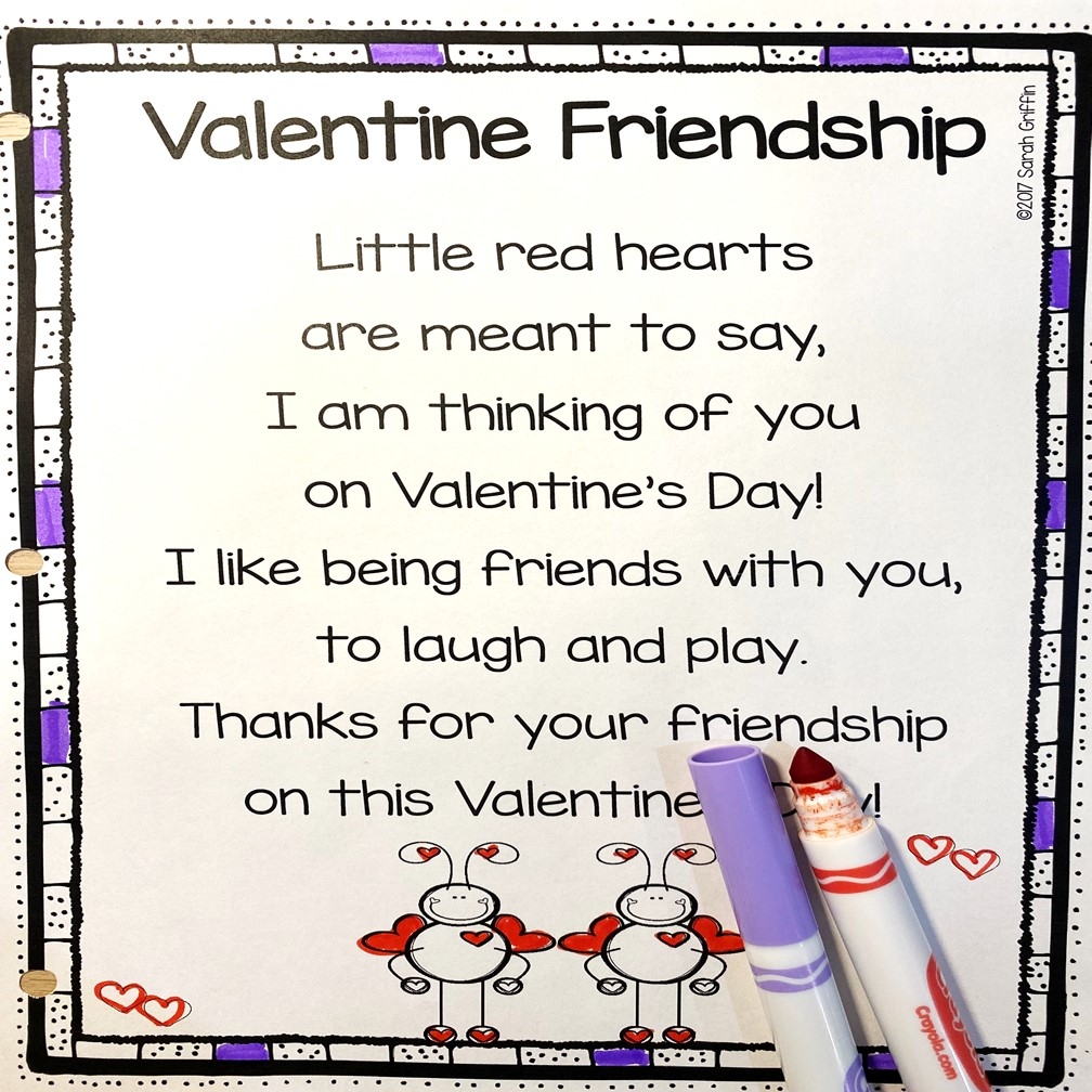 Free Valentines Day Poem For Kids Friendship Activities Little Learning Corner
