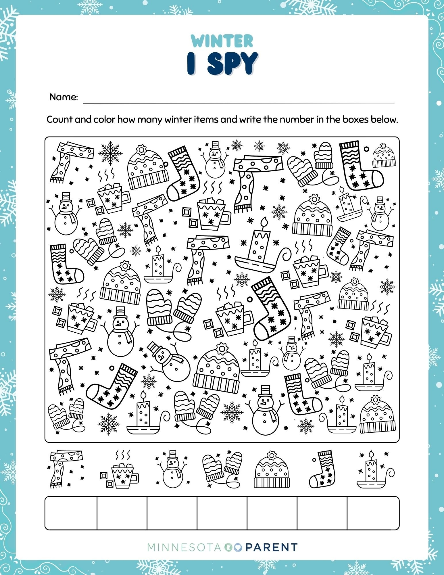 printable winter worksheets for kindergarten