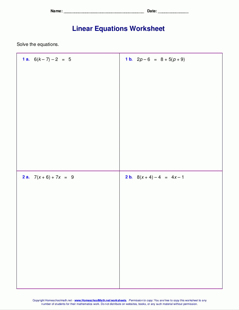 two step equations worksheet