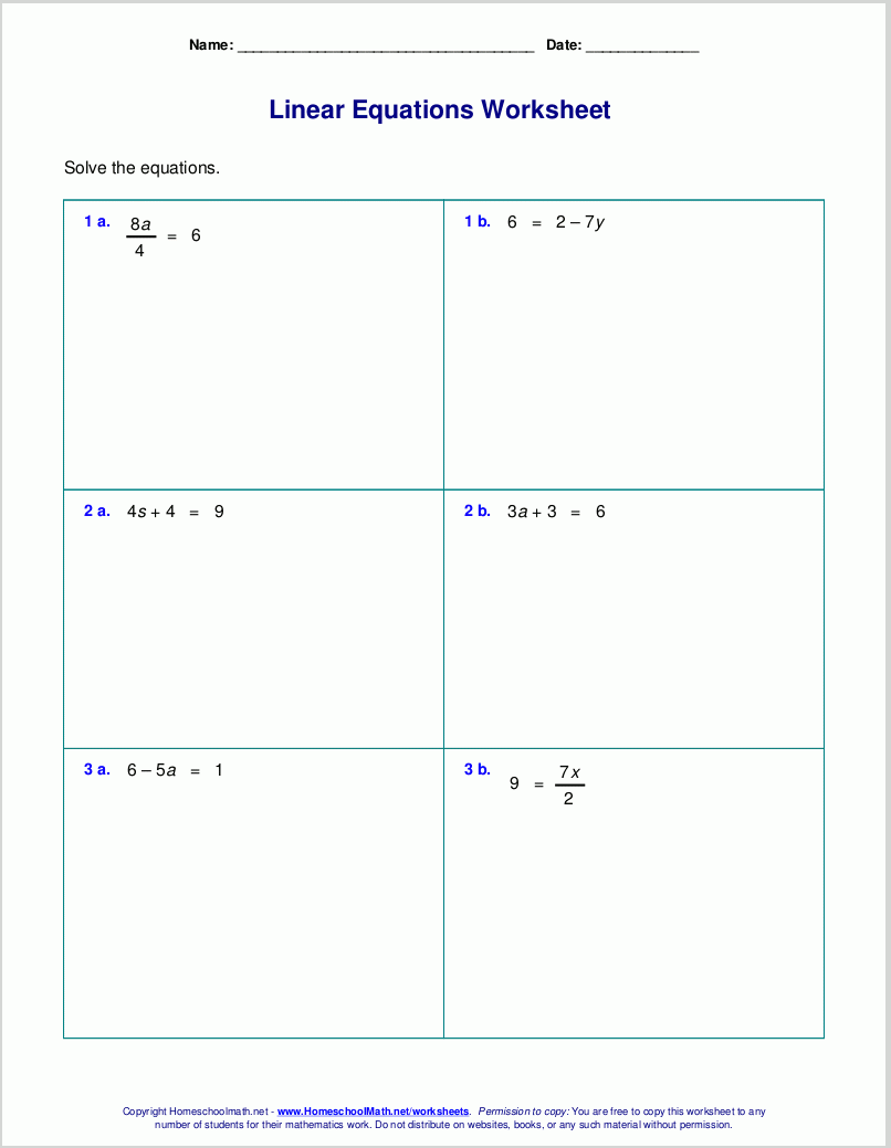 two step equations worksheet