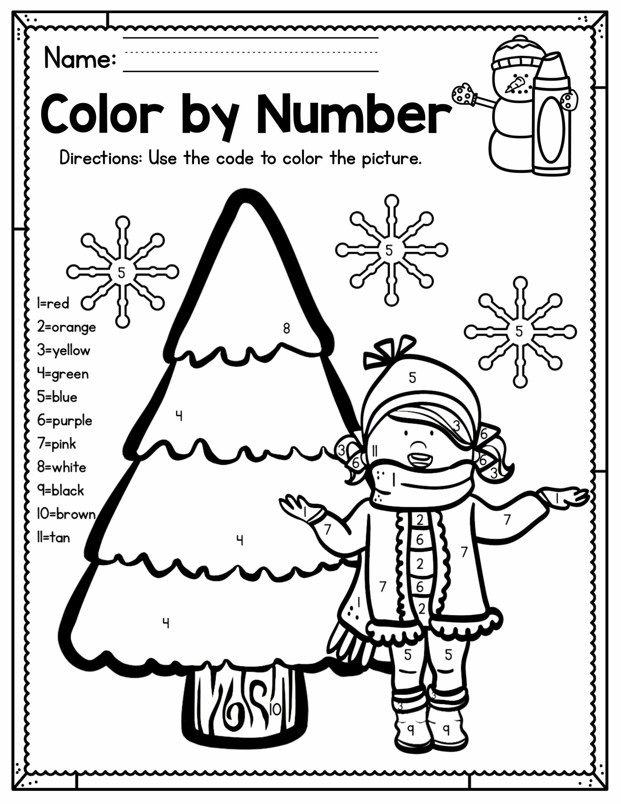 winter color by number