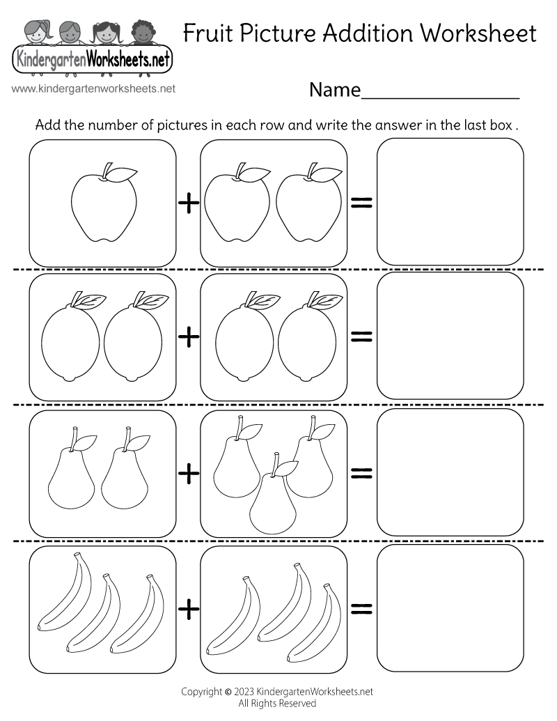 simple addition for kindergarten