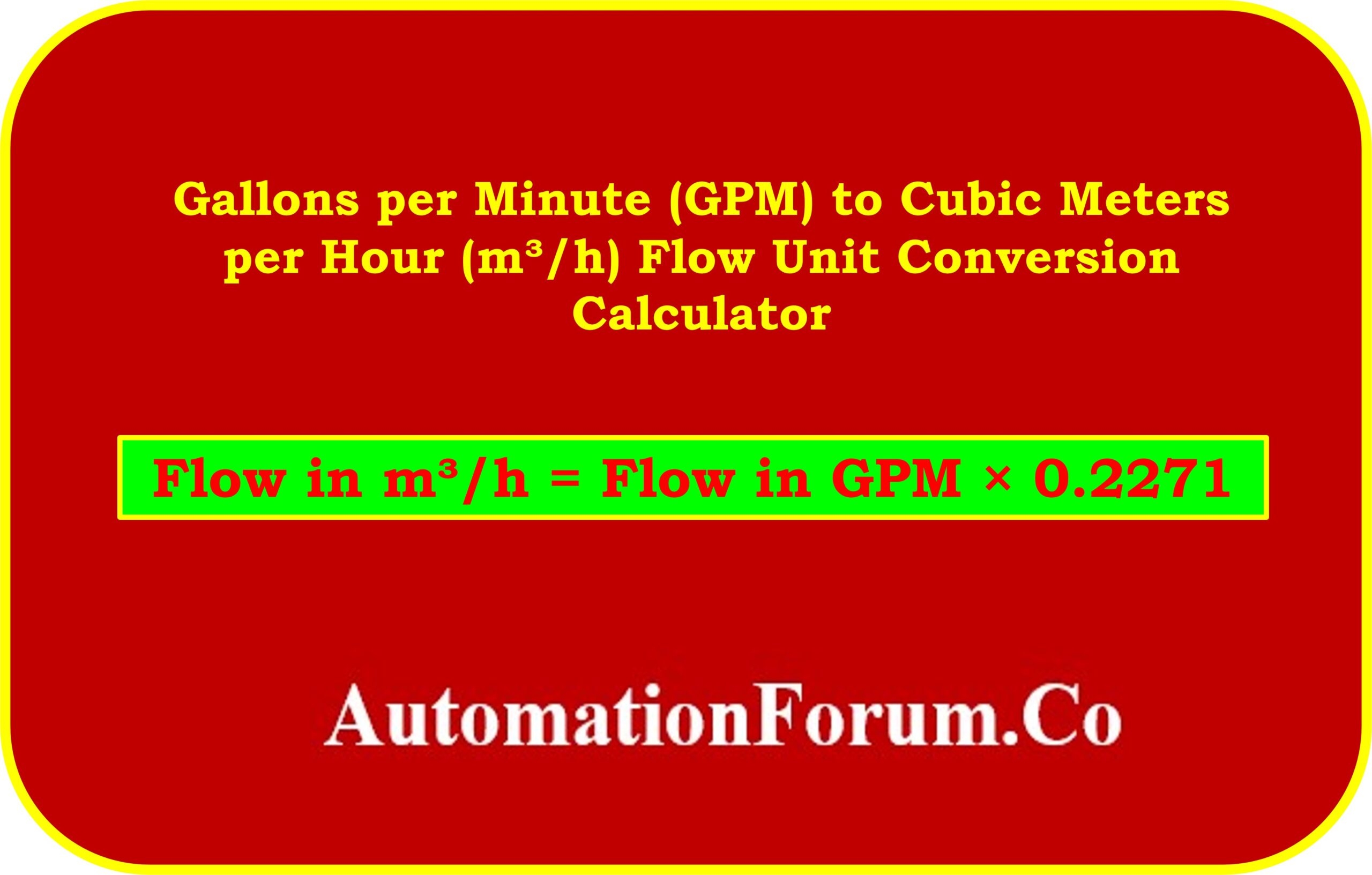 Gallons Per Minute GPM To Cubic Meters Per Hour m h Flow Unit Conversion Calculator