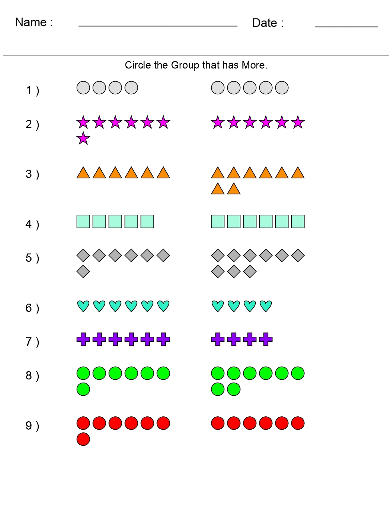 Greater Than Less Than Comparing Shapes Worksheets Made By Teachers