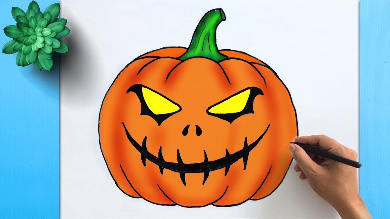 Halloween Pumpkin Drawing Easy How To Draw Halloween Pumpkin Easy Step By Step YouTube