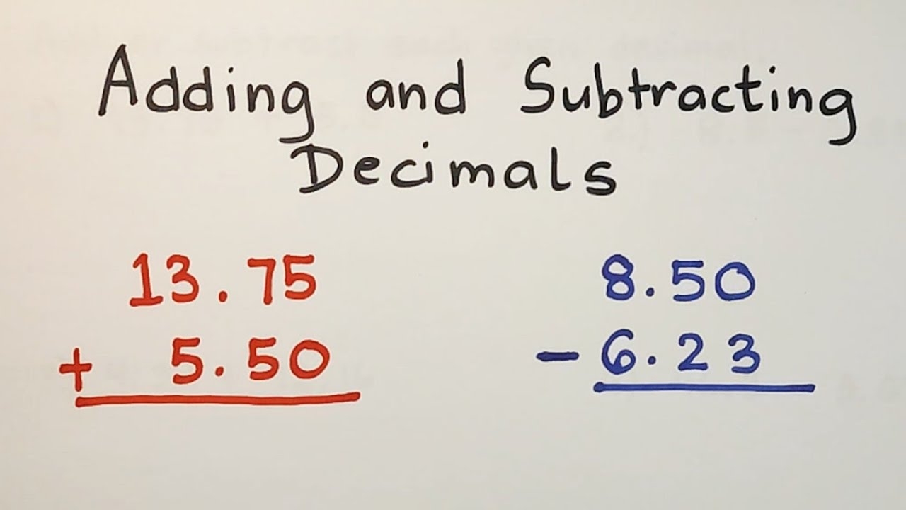 How To Add And Subtract Decimals Operation On Decimals YouTube