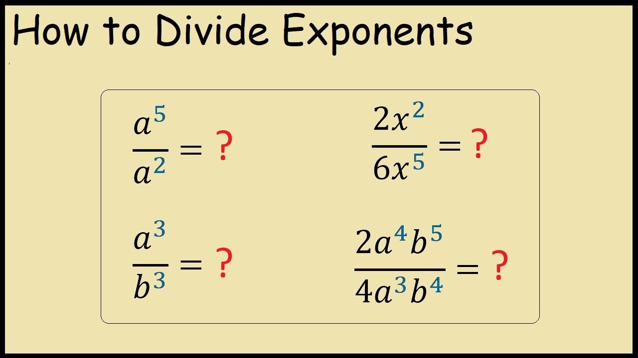How To Divide Exponents Examples YouTube
