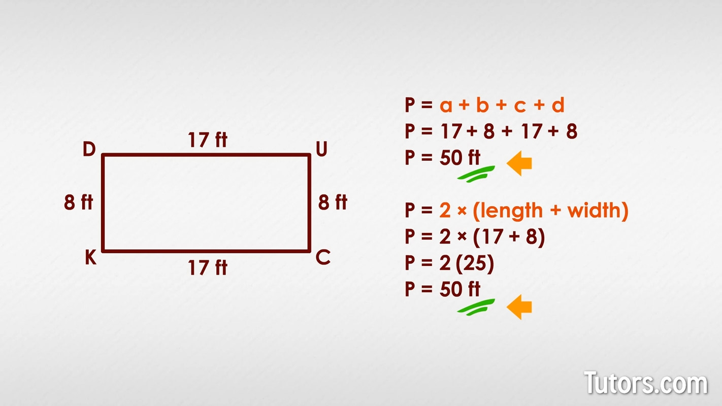 How To Find The Perimeter Of A Rectangle Formula Video 