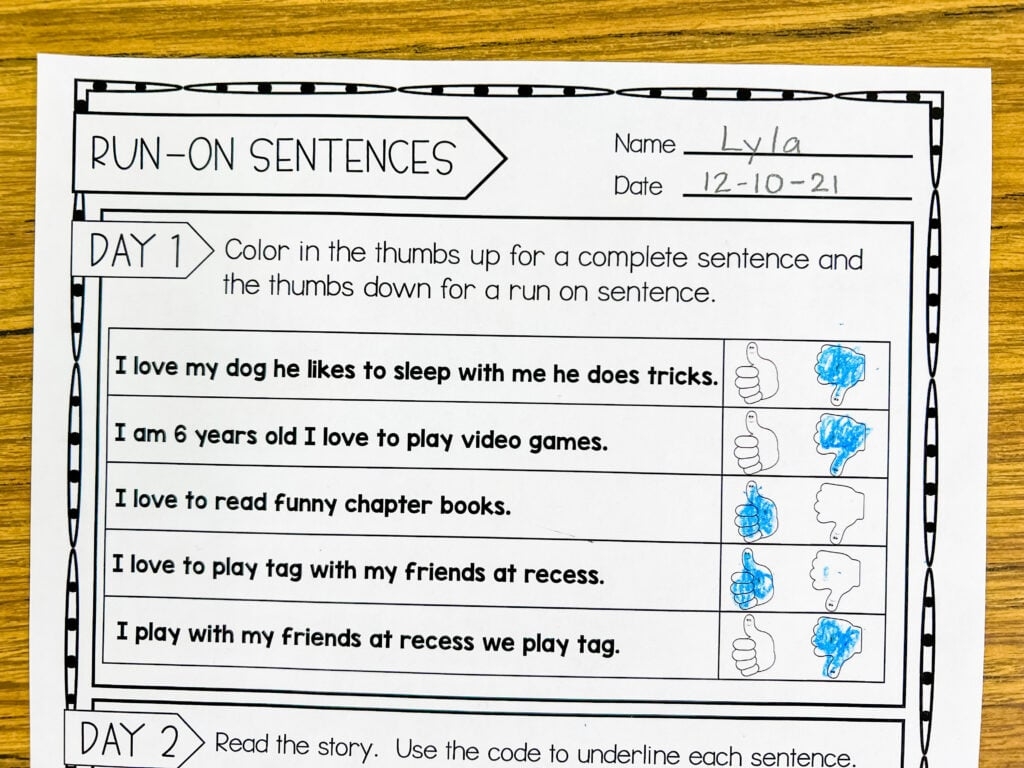 How To Fix A Run On Sentence Lucky Little Learners