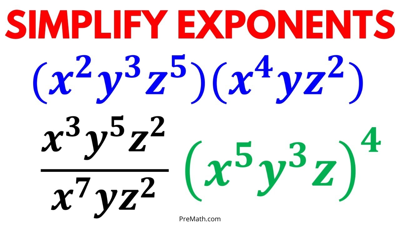 How To Simplify Exponents Simple Step by Step Tutorial Explaining Exponent Rules YouTube