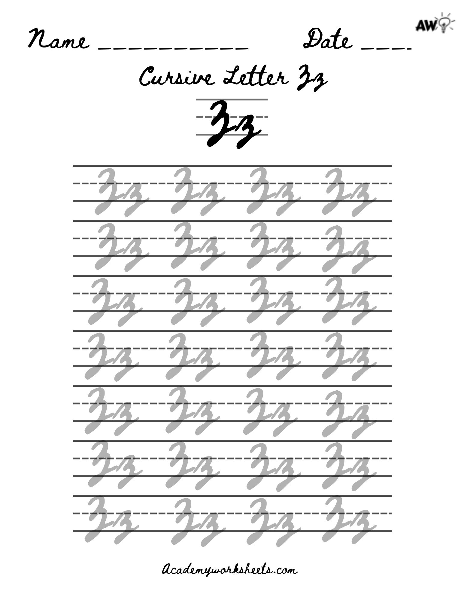 How To Write Z In Cursive Academy Worksheets