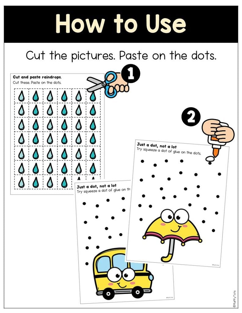 Just A Dot Not A Lot Fun Glue Practice Worksheets FluffyTots