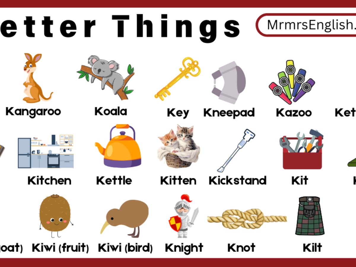 K Letter Things Pictures And Names In English For Kids MR MRS ENGLISH