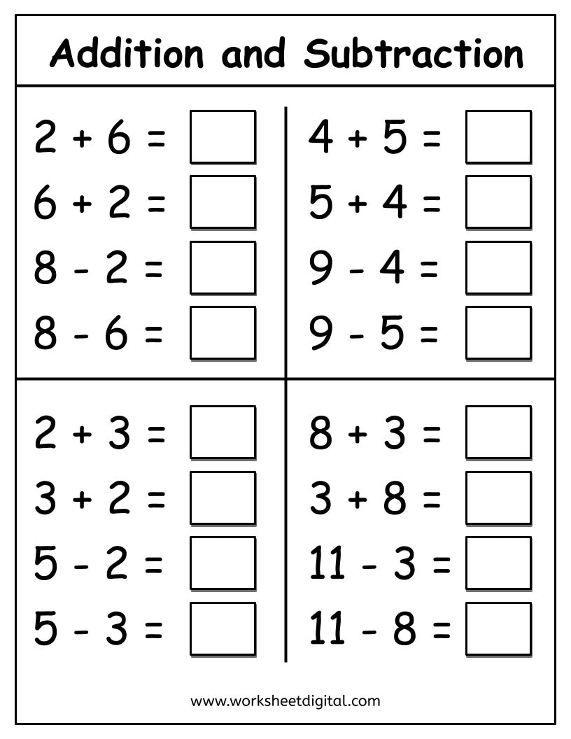 Kindergarten Addition Worksheets Grade 1 Math Worksheets Number Fact Family Addition Printable Adding Numbers Mathematics Worksheet Etsy