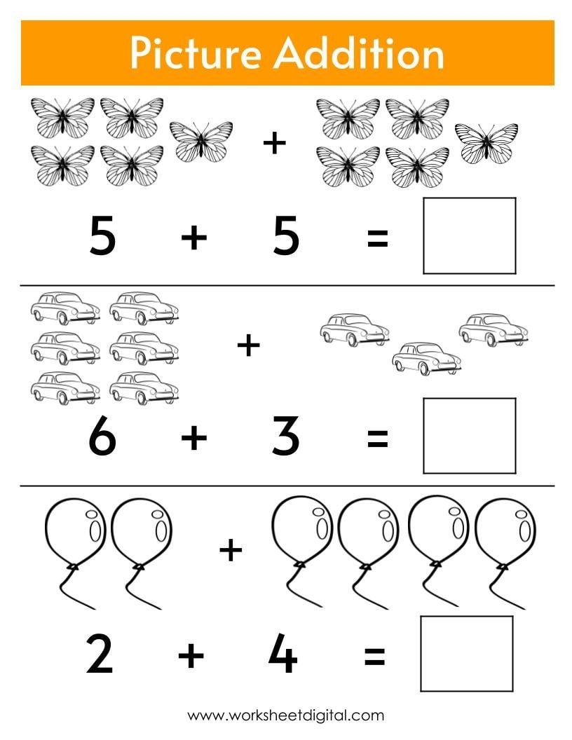 addition worksheets for kindergarteners