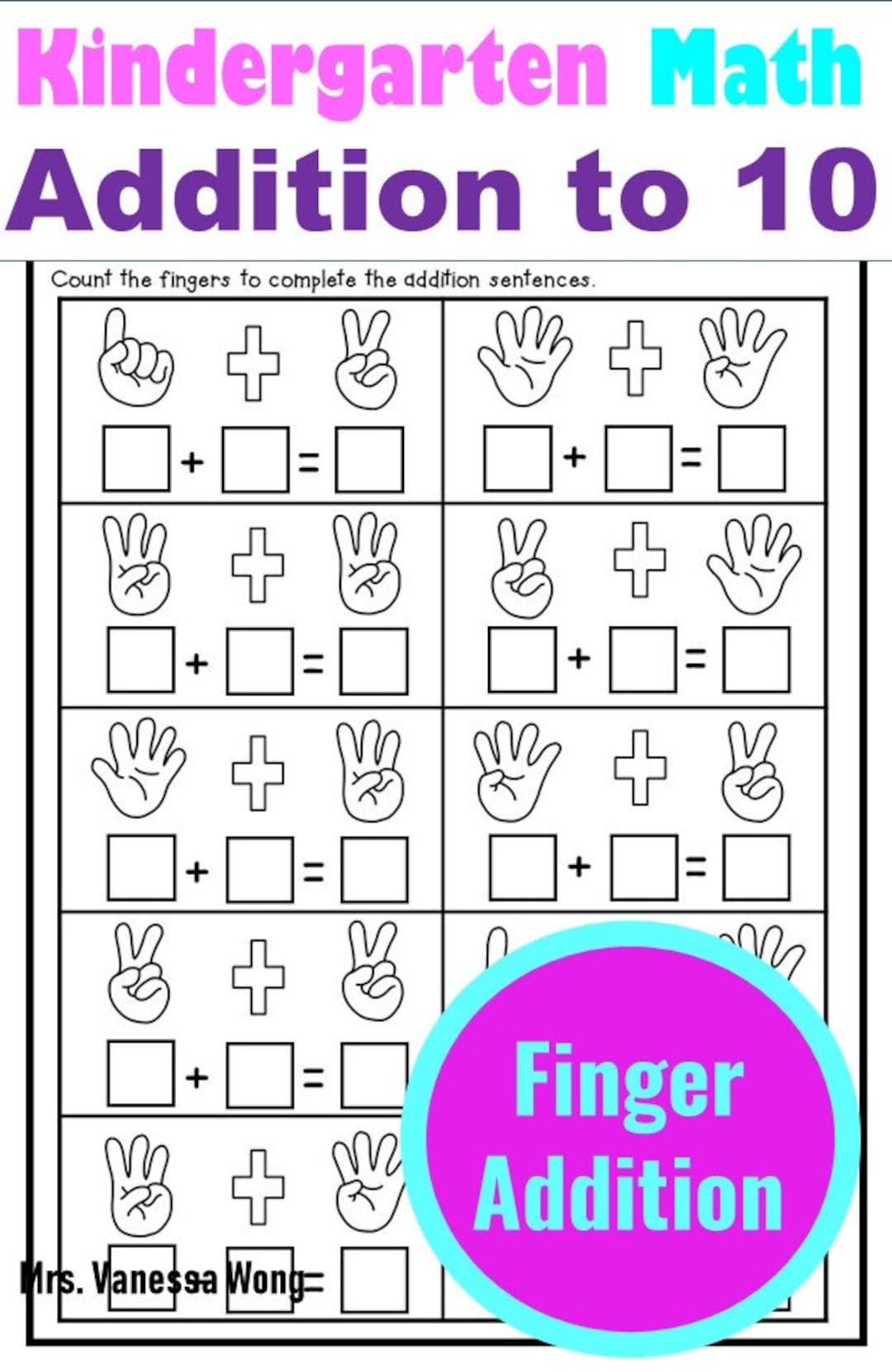 kindergarten math addition worksheets