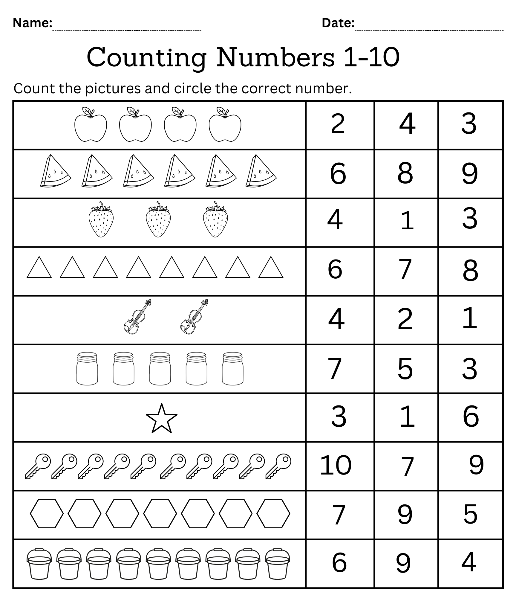 math pages for kindergarten