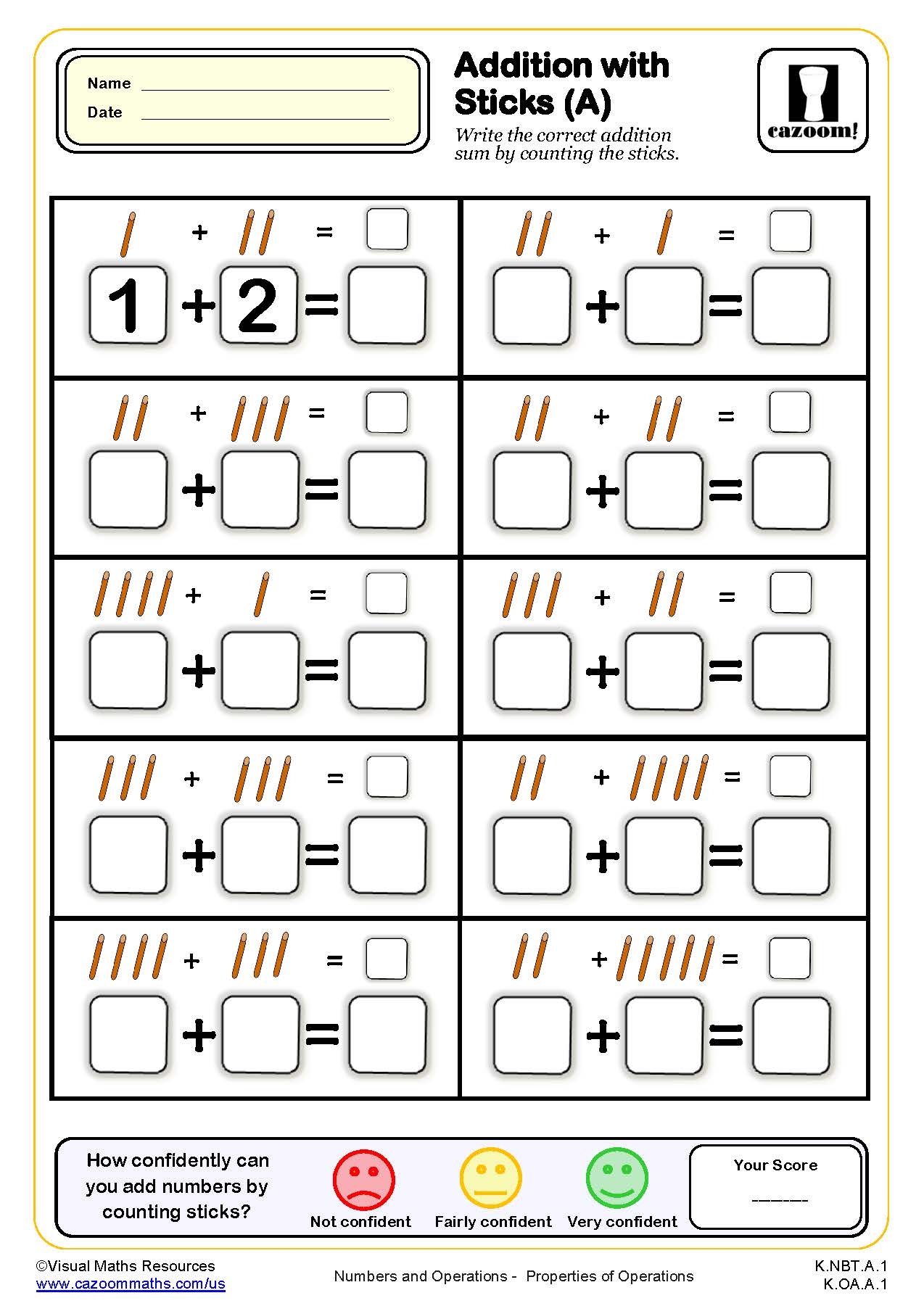 free math printables for kindergarten