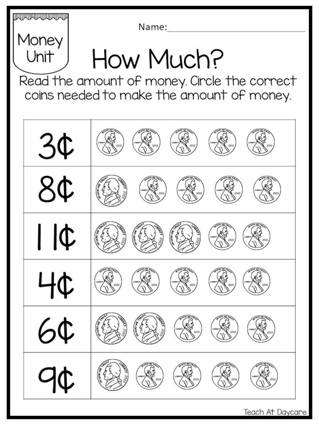 kindergarten money worksheets free printable