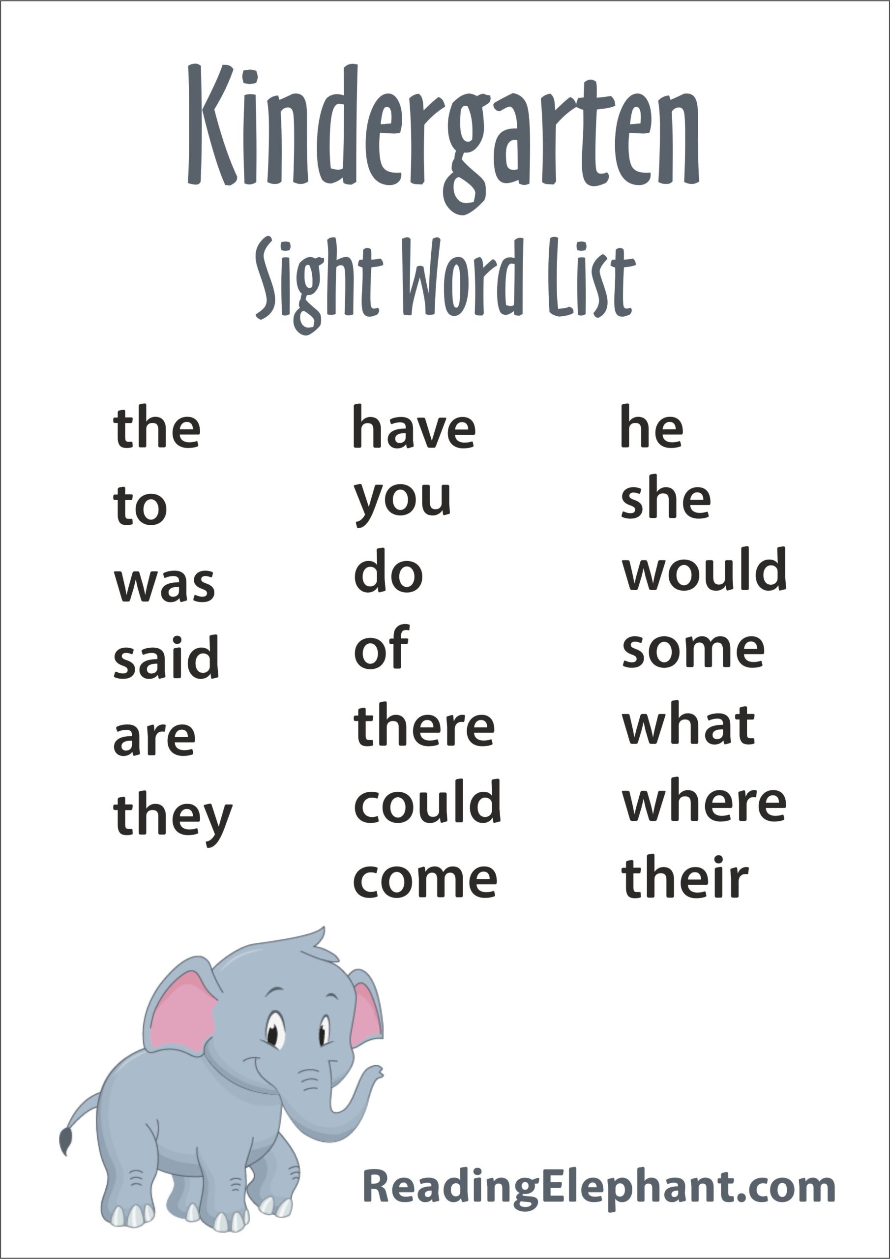 sight reading words list