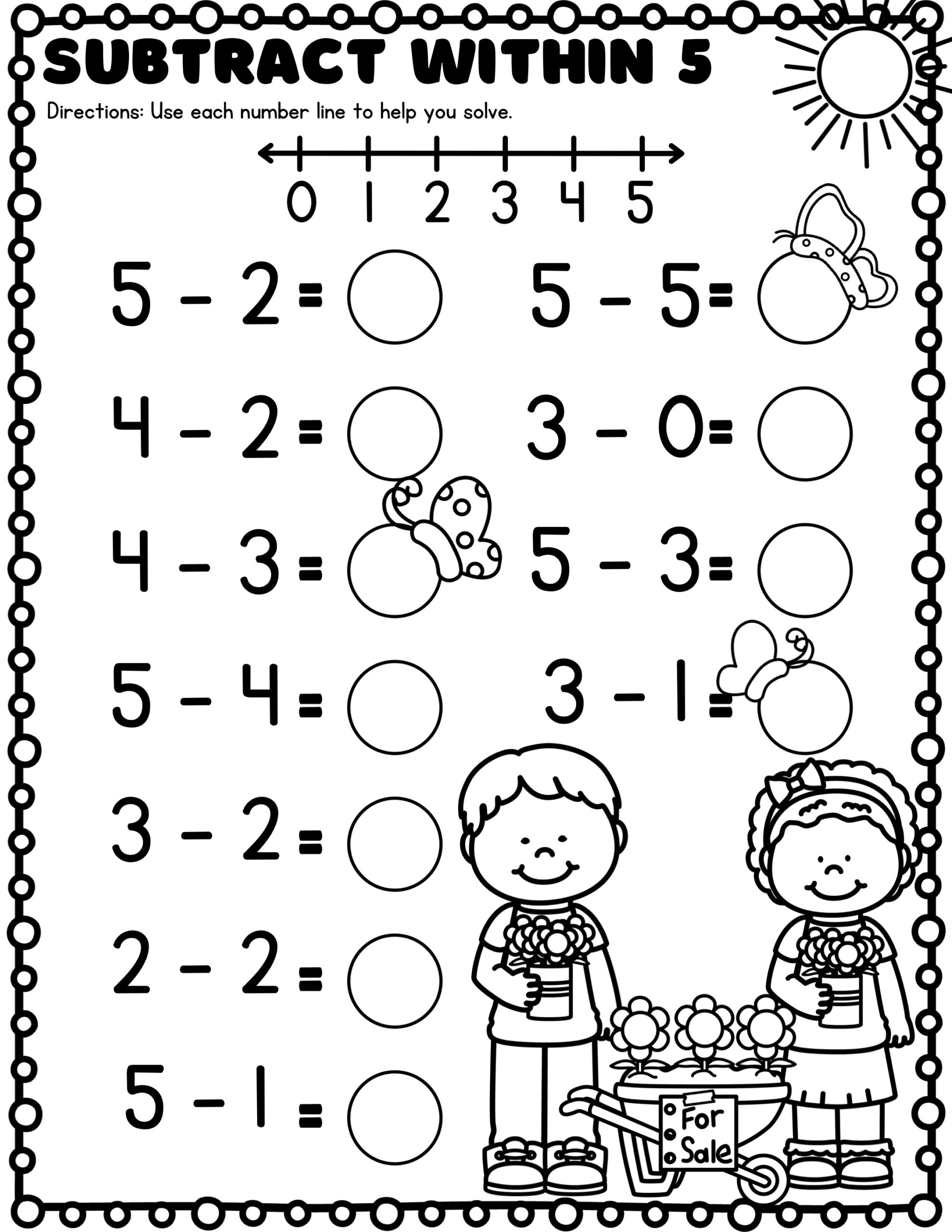 Kindergarten Spring Math Worksheets Addition And Subtraction Within 5 Classful