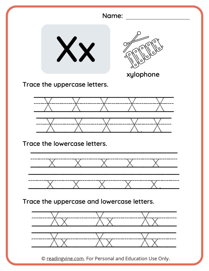 printable letter x worksheets for preschoolers