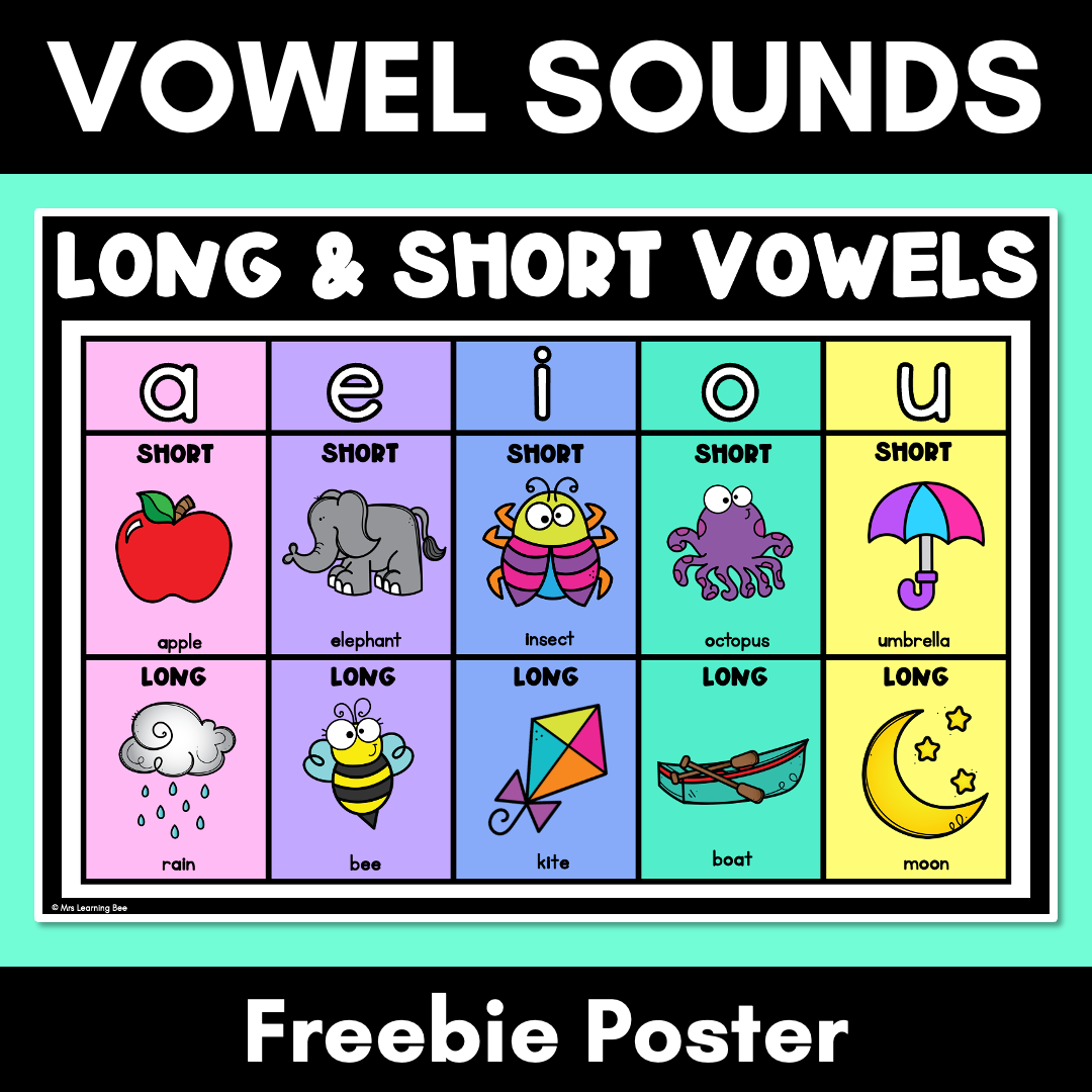 Long And Short Vowel Sounds POSTER Mrs Learning Bee