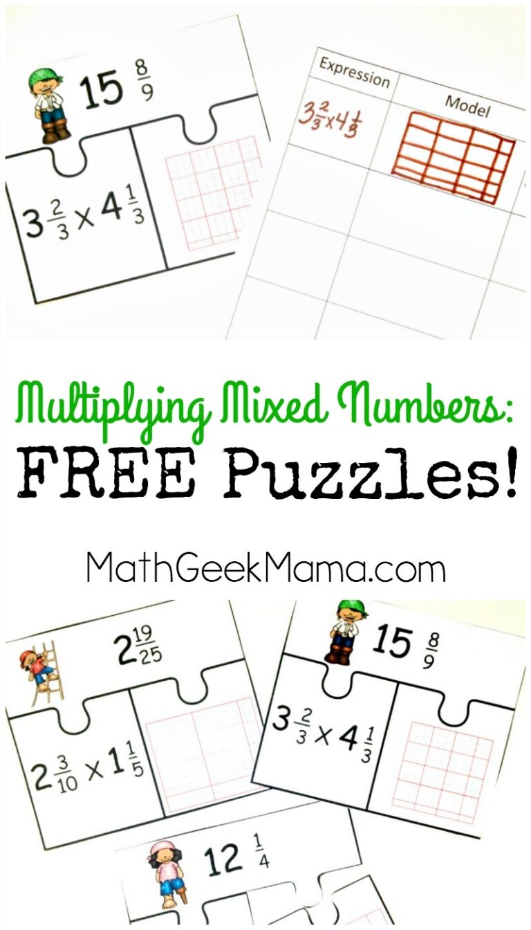 Low Prep Multiplying Fractions Activity FREE Mixed Numbers Puzzles 