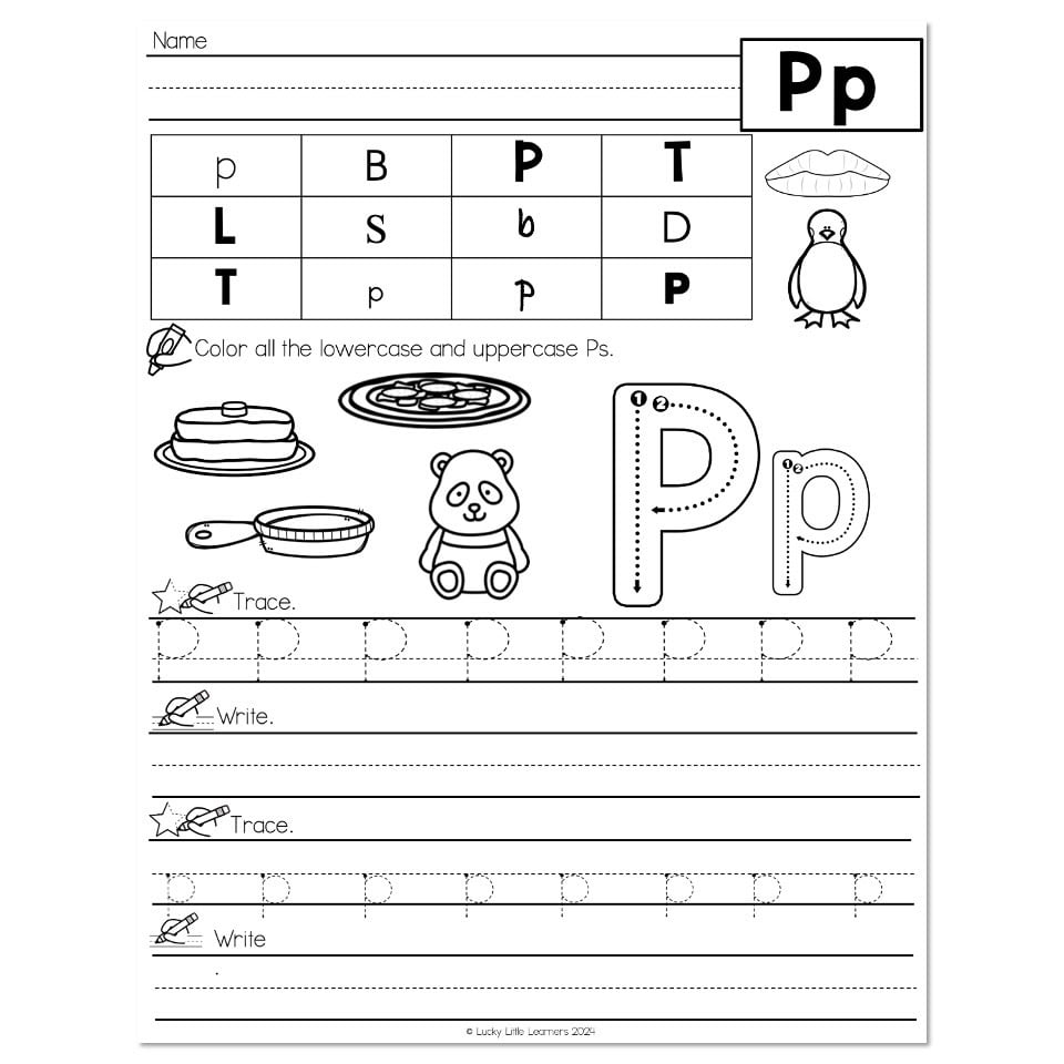 Lucky To Learn Phonics Alphabet Letter P Worksheet Lucky Little Learners