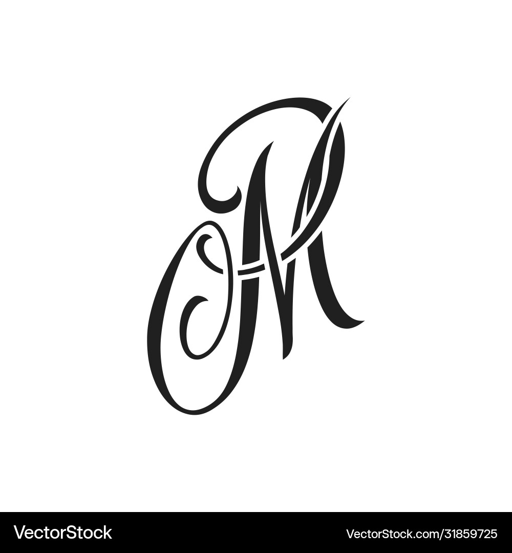 M Handwriting Tattoo Letter Design Royalty Free Vector Image