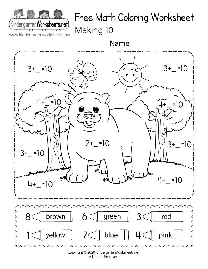 math problem color by number