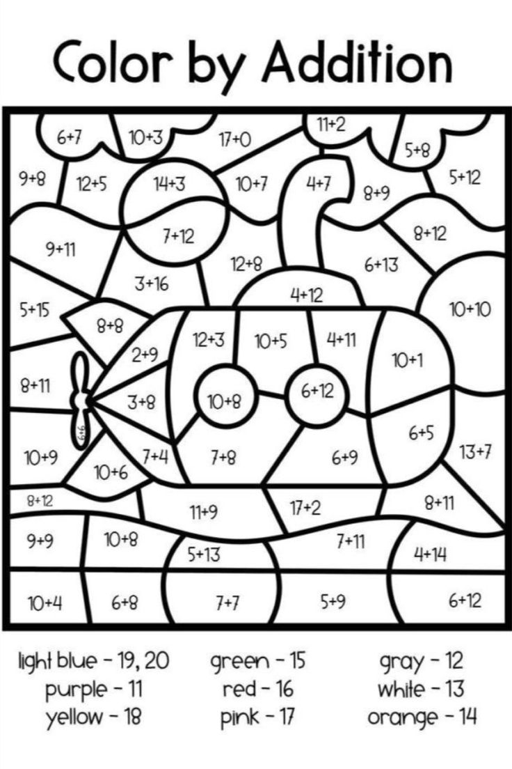 math addition coloring worksheets