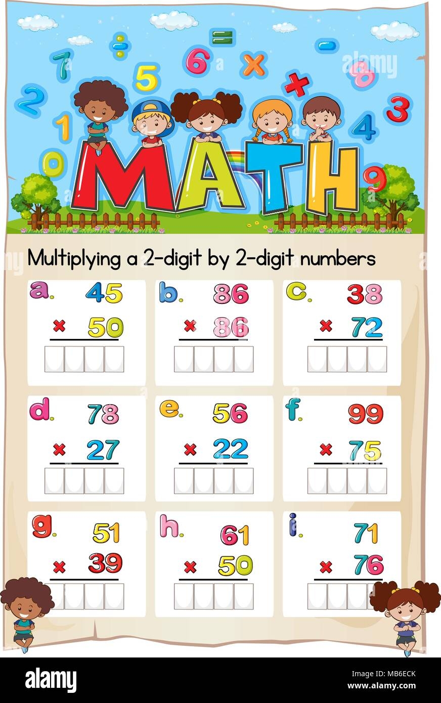 multiply two digit numbers worksheet