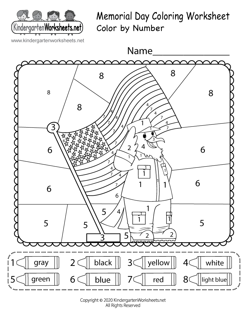 Memorial Day Color By Number Worksheet Free Printable Digital PDF