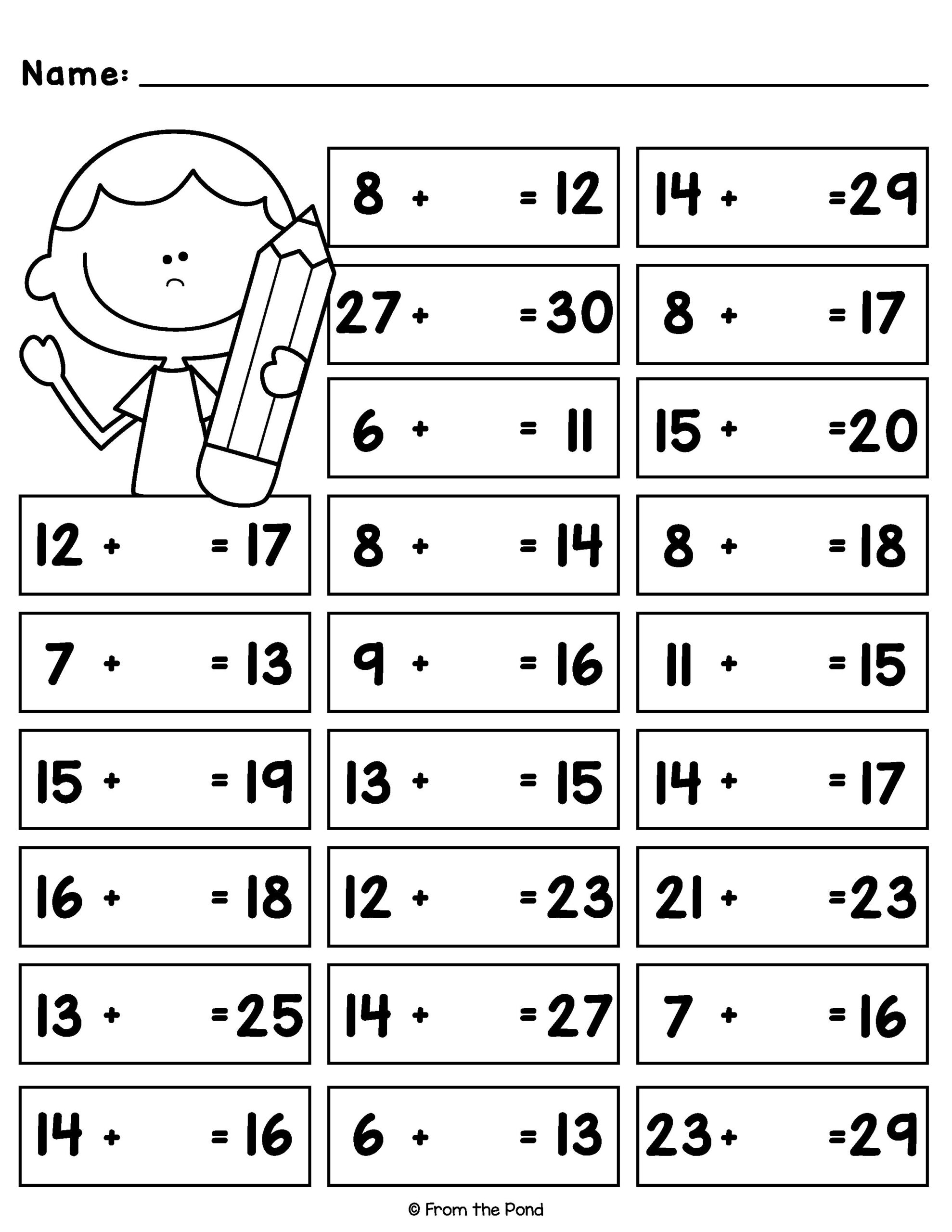missing addend addition worksheets