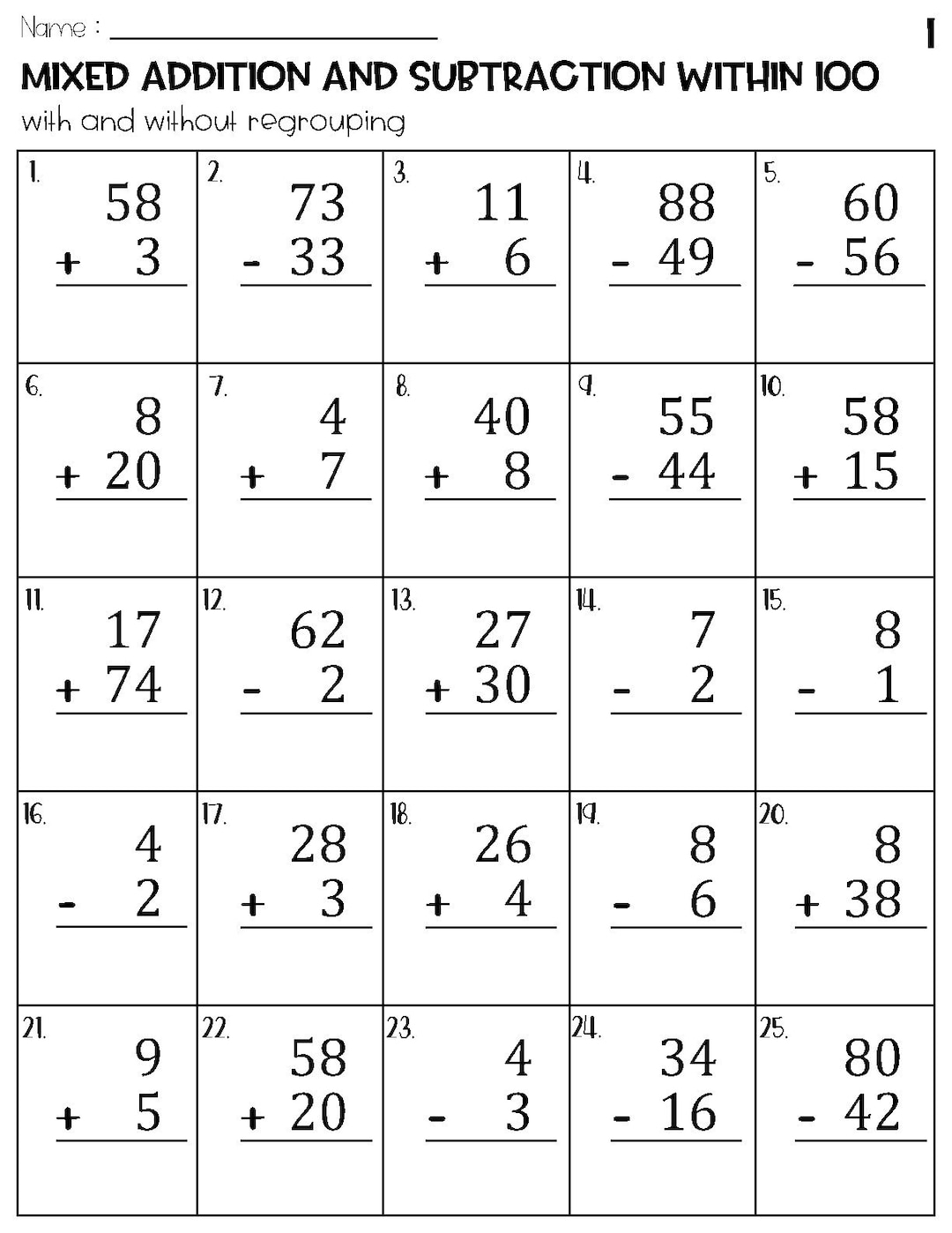 addition and subtraction with regrouping worksheets