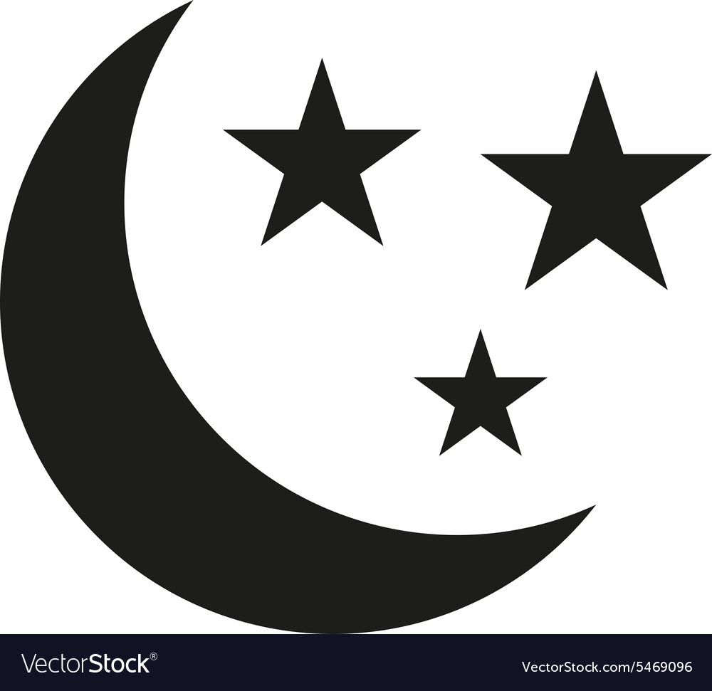 Moon And Stars Icon Night Sleep Symbol Flat Vector Image