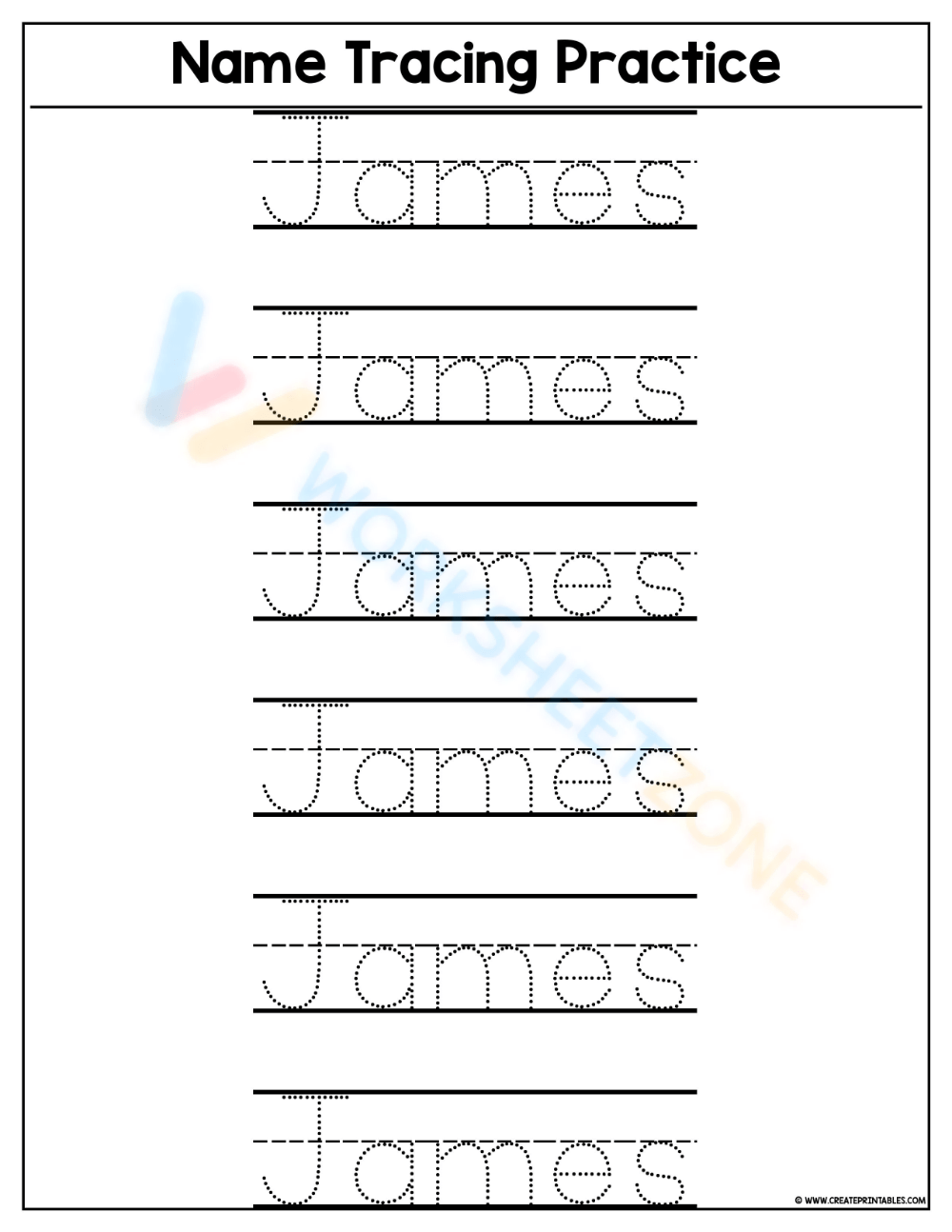 Name Tracing Worksheets Printable