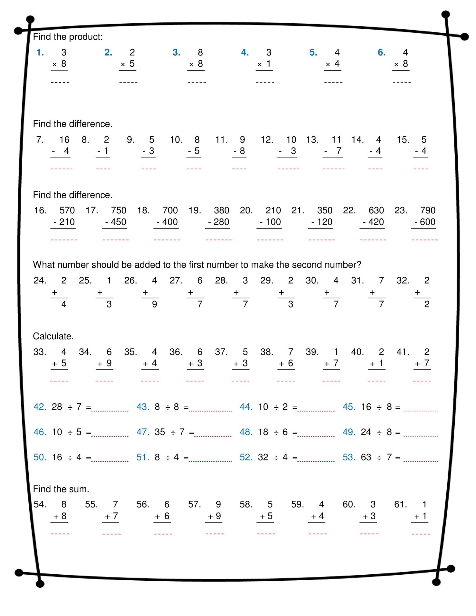 Ninalazina Addition Subtraction Multiplication Division Worksheets Pdf Upload V2 Page 2 Created With Publitas