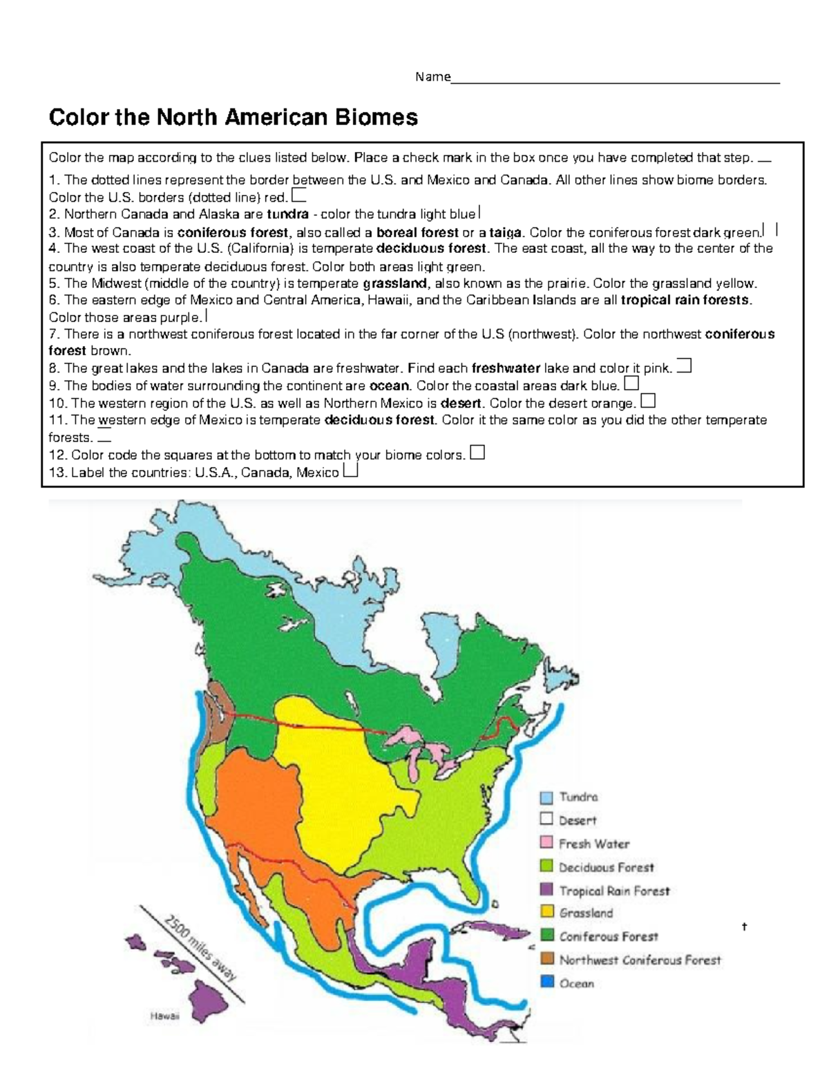 North American Biome Coloring Map 04 Studocu