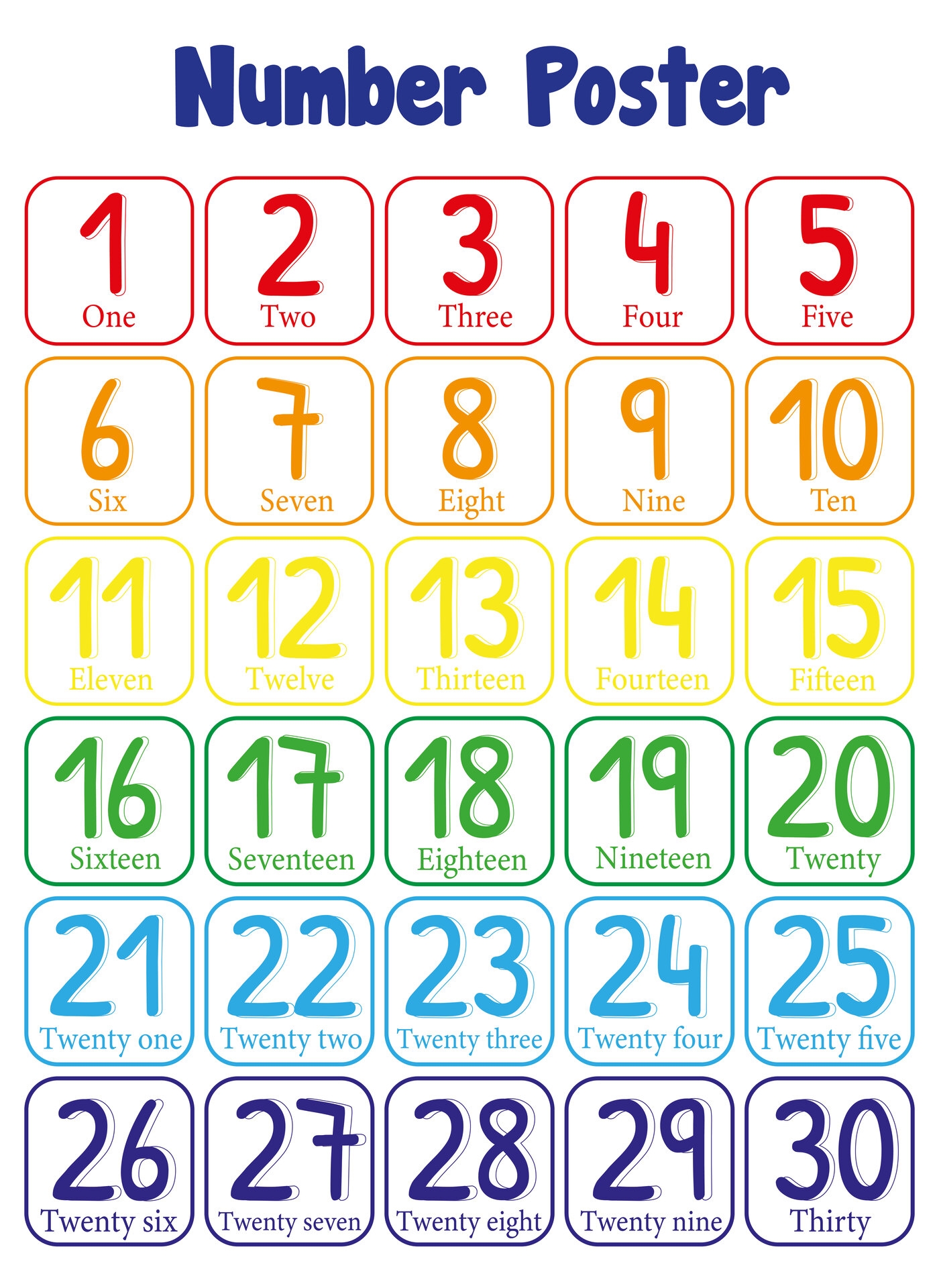 Number Flash Cards 1 30 Free Printable