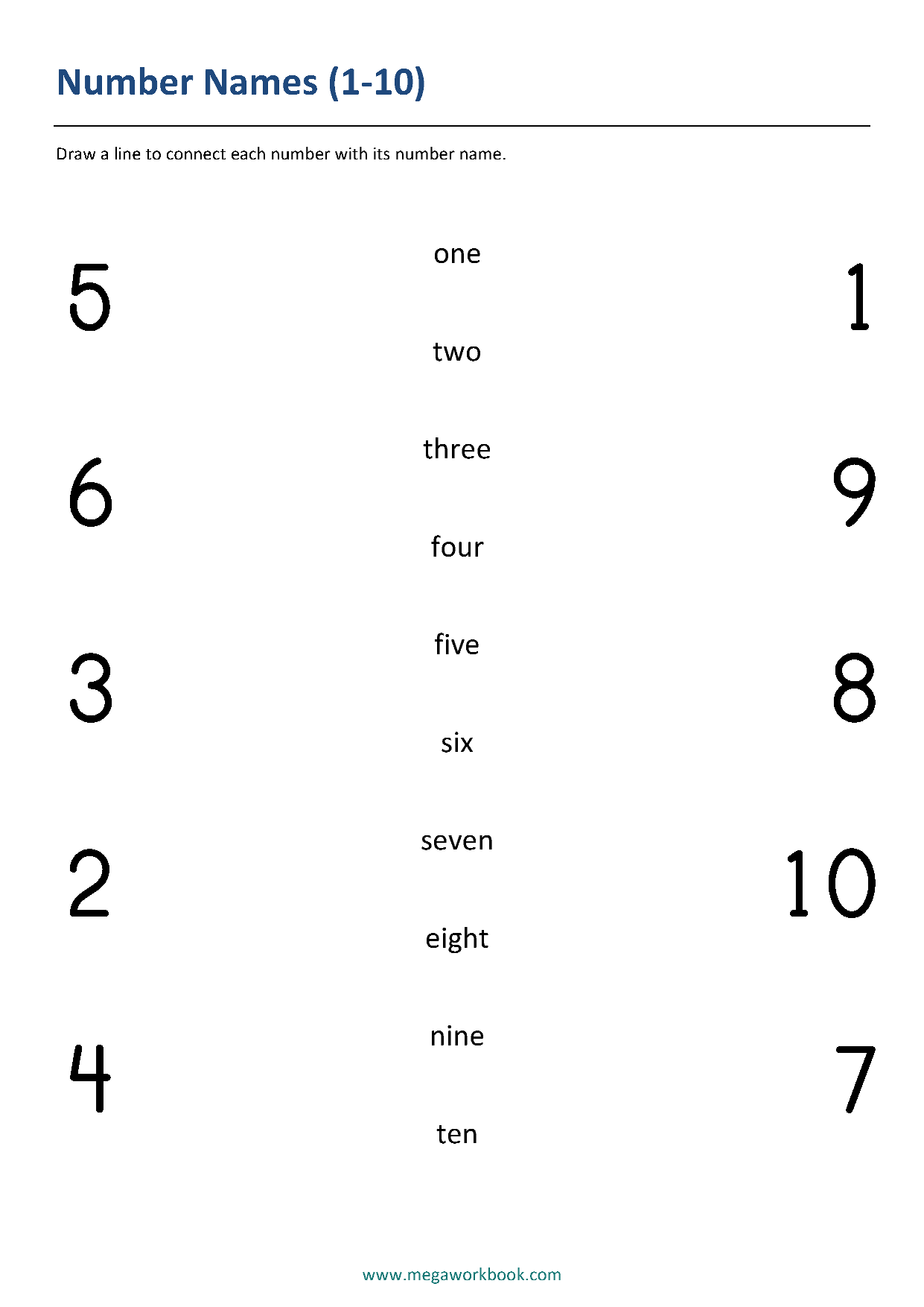 worksheet for number words